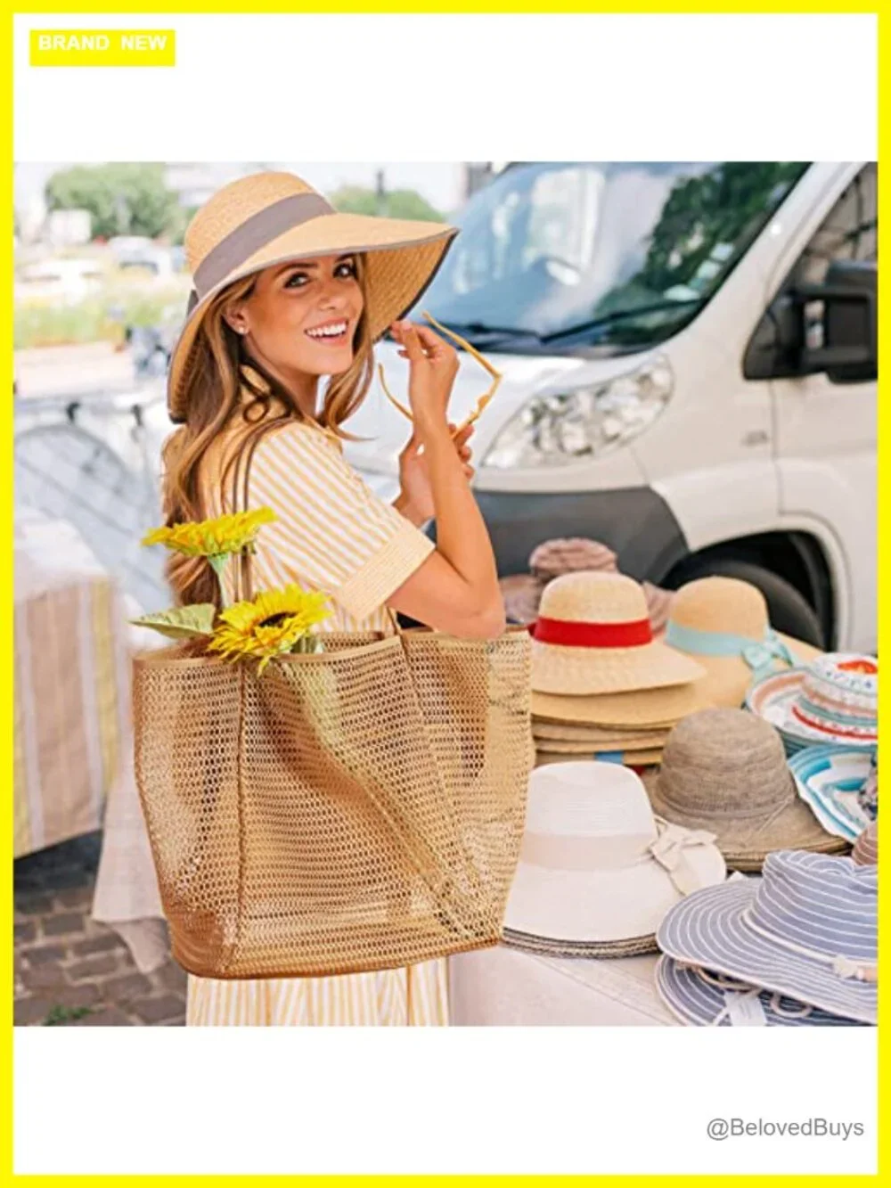 Beach Mesh Tote Bag Foldable Hobo 23L Summer Nylon